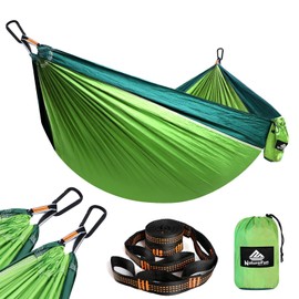 NATUREFUN Ultra-Light Travel Camping Hammock | 300kg Load Capacity,(275 x 140 cm) Breathable,Quick-drying Parachute Nylon | 2 x Premium Carabiners,2 x Nylon Slings Included | Outdoor Indoor Garden