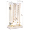 Necklace Holder, Acrylic Necklace Organizer, Rotatable Clear Jewelry Holder Organizer Display Case for Long Necklaces Pendant Bracelets, Jewelry Holder Box with Velvet Tray for Rings Earrings