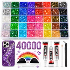 40000 Pcs 40 Colors Resin Jelly Rhinestones for Bedazzling Kit,3 mm Resin Flat Back Gems in 40 Grid Organizer Box for Bedazzling, Diamond Art, Clothing, Shoes and Craft Projects (40000)