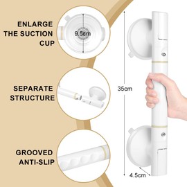 HOTUT Suction Bathroom Grab Rails,2pcs Portable Mobility Aids Safety Handle,Safety Grab Bar with Strong Hold Suction Cup,Hand Rail for Disabled,No Drilling,Safety Suction Handles for Bathroom,Elderly