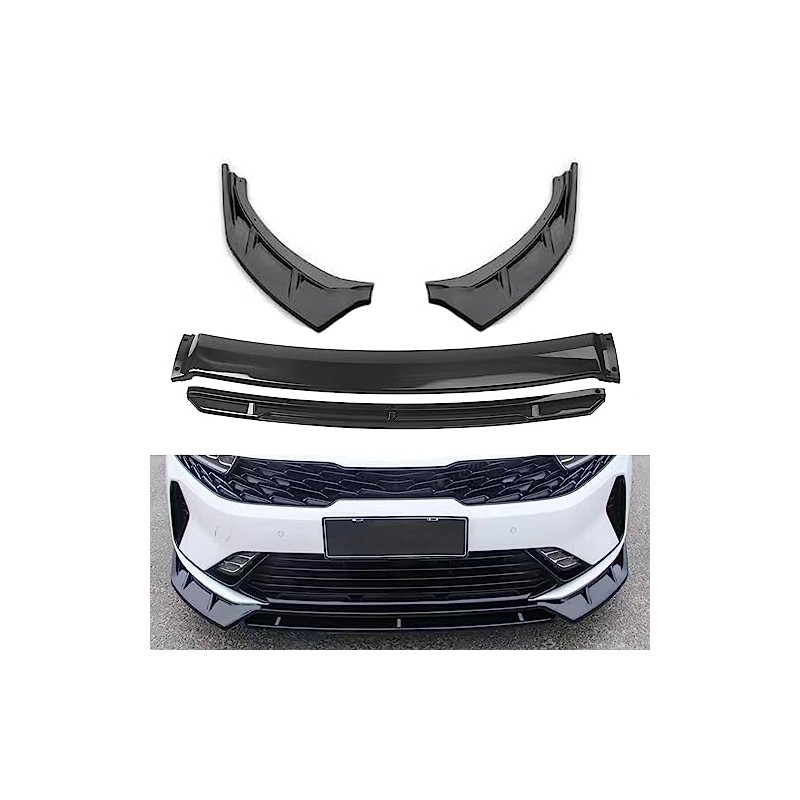 AOKAILI 4PCS Glossy Black PP Front Bumper Body Kit Spoiler