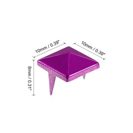 uxcell 150 Pcs Pyramid Rivets for Clothing, 10mm 2-Jaw Square Rivets, Rose Red Metal Pyramid Studs Handicraft, Punk Rock Nailhead Spots for Clothing Bag Leather Shoes