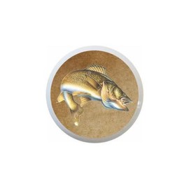 Walleye Design3 Parchment Background KNOB from Realistic Fish Collection DECORATIVE Ceramic Dresser Drawer PULLS Cabinet Cupboard KNOBS