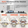 12.8in-3 Tier Stainless Steel Steamer Pot Steaming Cookware with Glass