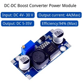 XL6009 DC-DC Buck Converter Module, 3~32V to 5~35V 4A Adjustable Step Up Voltage Regulator DC Converter Module for Arduino Raspberry DIY Projects Crafts