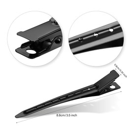 40 Pcs Duck Bill Clips, 3.5 Inch Hair Clips for Women, Rustproof Metal Alligator Curl Clip with Holes for Hair Styling, Coloring, Salon Use for Thick Hair & Thin Hair, Black