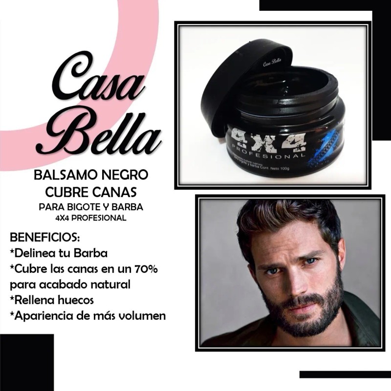 Balsamo Negro Cubre Canas Bigote Barba 4x4 100gr Suave