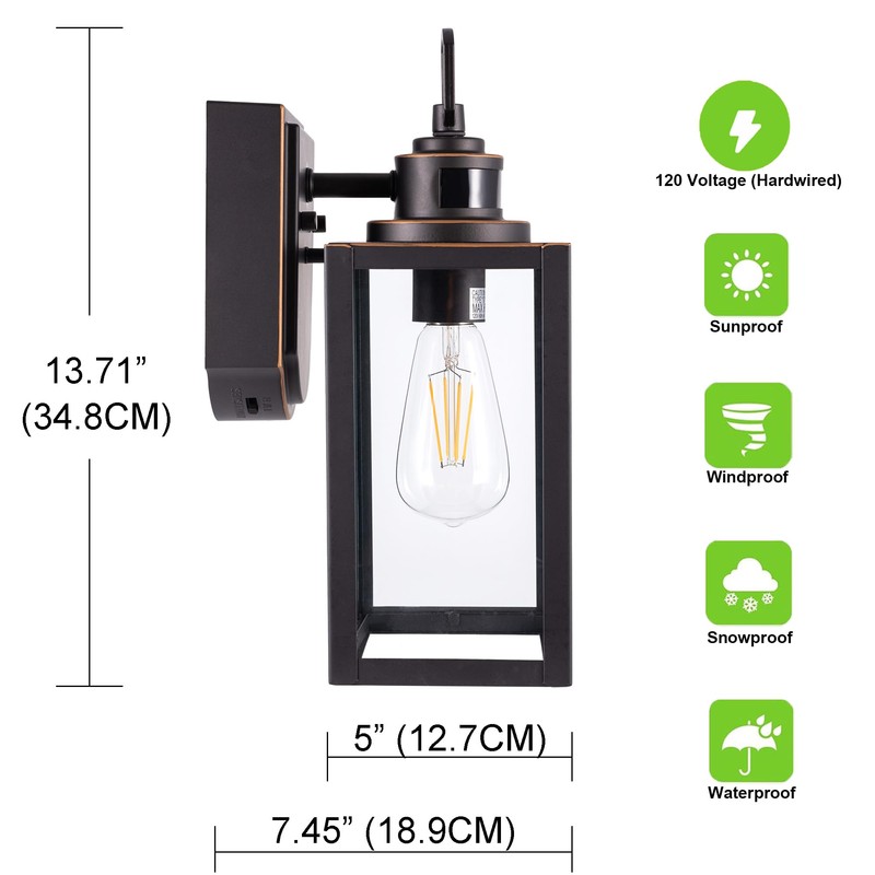 GRUENLICH Dusk to Dawn Outdoor Wall Lantern, PIR Motion Sensor