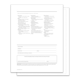 1-Part Self-Adhesive Buyers Guide Form - Blank Front - Text on Back - Letter Size Paper (100 per Pack)
