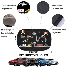 iZoeL Car Sun Shade for Baby Kids 2 Pack Static Cling Side Window Car 80GSM Rear Sunshades Universal with 8 Suction Cups and Storage Bag - Sun Glare and UV Rays Protection （Vehicle）