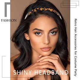 Aiosy Tortoise Shell Headbands Thin Tortoiseshell Hairbands Shiny Acetate Headpieces Vintage Teeth Hair Accessories for Women 1 Pcs (Tortoiseshell)