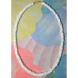 Native Treasure 22" Mens and Womens Rugged White Rose Clam Chips Ark Shells, Tropical Jewelry Summer Beach Surfer Necklace From the Philippines with Lobster Clasp