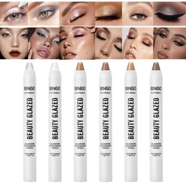 6PCS Eyeshadow Stick Set, Brightener Eyeshadow Pencil Set, Glitter Highlighter Eye Liner, Long Lasting Shimmer Cream Eyeshadow Pen, Create Glitter Eye Makeup (Color A)