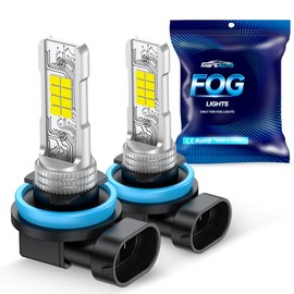 Marsauto H11/H8 LED Fog Light Bulb, 10000 Lumens 6000K White Super Bright & Compact H16/H8/H11 LED Bulb, 1:1 Mini Size Plug and Play Fog Lights, Pack of 2