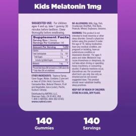 Melatonina Natrol Kids en Gomitas, 140 Unidades para Niños con Sabor a Frutas Tropicales y sin Gelatina                                               