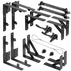 Fence Gate Kit Gate Hardware, 2 Set Anti Sag Gate Kit Gate Frame Cornor Brackets Kit with Self Closing Gate Springs Hings Latchs for Outdoor Garden Backyard Wooden Fence Deck Porch Gate