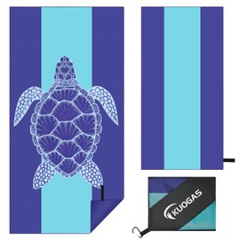 KUOGAS XXL Beach Towel 180 x 90 cm - Microfibre Bath Towel - Beach Towels Lightweight and Quick Drying - 100% Recycled Microfibre Towel - Beach Towel for Bathing (Sea Turtle)