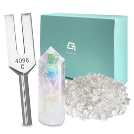 Sazare Crystal Tuner, 7.1 oz (200 g) Tuning Fork, Crystal Tuner, 4096 Hz, 6-piece Set, Hexagonal Crystal, Purification Tarot Card, Oracle Card (Made in Madagascar, Nile Blue)