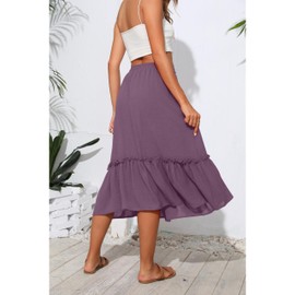 TASAMO Stylish High Waisted A-Line Skirt - Featuring a Flowy Design, Side Pockets, and Multiple Color Options for a Versatile Look Purple