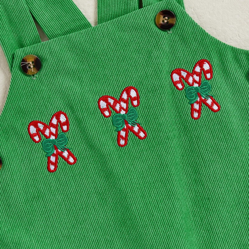 xkwyshop Infant Baby Boy Christmas Outfit Candy Cane Embroidery Corduroy