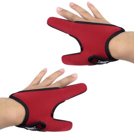 Finger Stall Protective Gloves for Outdoor Fishing, 1 Pair Finger Protector Thumb and Index Neoprene Glove, Elastic Non-Slip (Red)