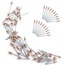 HARSKIYER 1/8" x 1/4" Red Copper Pop Rivets Assortment - 60Pcs, Aluminum Rivets Metal Blind Rivets Kayak Rivets Tool Marine rivet fasteners for Boat