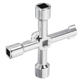 PATIKIL 4-Way Multi-Functional Utility Key, 2 Pack Universal Cross Key Stopcock Key 4 in 1 Triangle Square Key for Electric Water Gas Meter Valve Elevator Cabinet, Silver