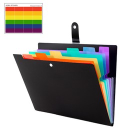 BTtime Document File, 7 Pockets A4 Document Stand, Expanding Folder, Document Storage Case with Divided Label, Document Management, Classification Storage, Snap-on, Large Capacity, Lightweight,