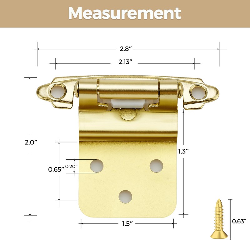 40 Pack 20 Pair Gold Cabinet Hinges - 3/8 inch