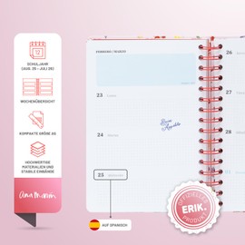 Grupo Erik Calendar 2026 Book Calendar School Calendar 2025/2026 Ana Marin – Diary School Planner 2025 2026 A5 Students Ring Binder A5 Gift School Girls Only in Spanish