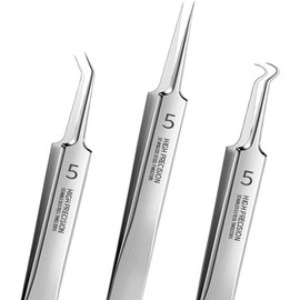 Professional Facial Blackhead Remover Tweezers,3Pcs Precision Pimple Popper Tool Kit for Whitehead Ance Blemishs Comedones Stainless Steel Makeup Tool - Glossy - Color: 3Pcs Set