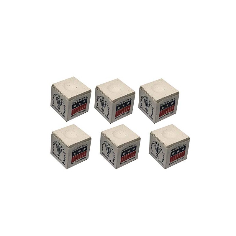 Silver Cup Set of 6 White Billiard Pool Cue Chalk