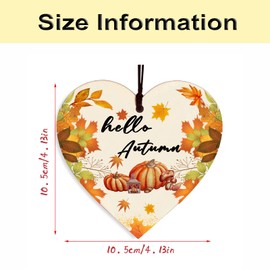 Autumn Gifts Autumn House Decor, Hello Autumn Wooden Heart Sign, Autumn Decoration, Pumpkins, Maple Autumn Accessories Decor for Thanksgiving and Autumn