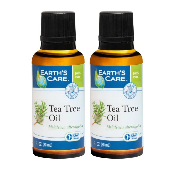 Earth’s Care Tea Tree Oil - 100% Pure Steam Distilled Australian Tea Tree Essential Oil for Aromatherapy, 1 FL OZ. (2 Bottles)