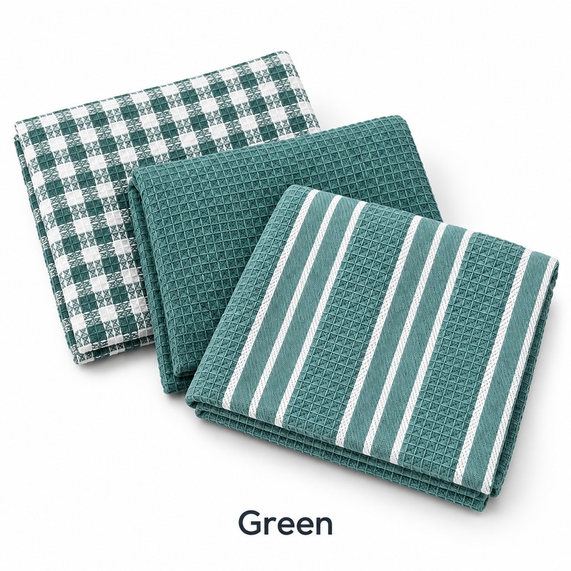 100% Cotton Waffle Dish Cloths for Kitchen Cleaning – Soft,