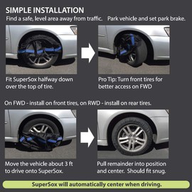 Security Chain Company S50 Tire Traction SuperSox with Reinforced Studded Urethane Pads, Tire Chain Alternative for Increased Traction and Low Clearance, Set of 2