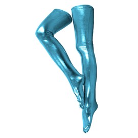 Gaoin Men's and Women's 28/38 Inch Shiny Metallic Spandex Skintight Costumes Stocking (28'' (70cm), Sky Blue)