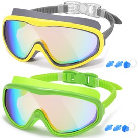 EasYoung Adult Swim Goggles, 2-Pack Wide View Swim Goggles for Men Women Youth Teen, Anti-Fog, UVProtection, Over 15 Years