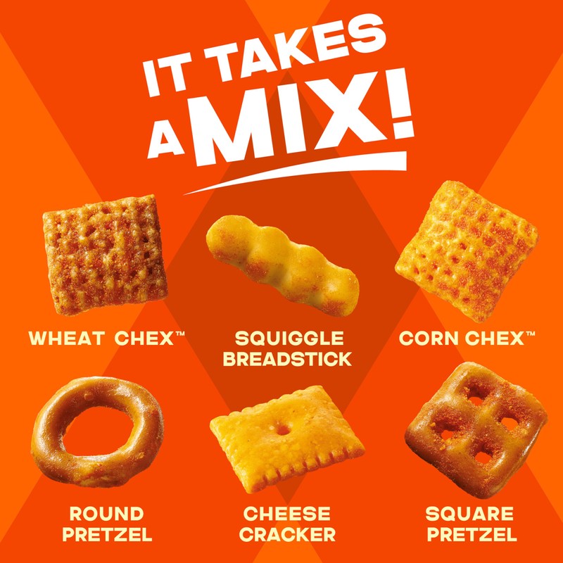 Chex Mix Cheddar Snack Mix, Savory Snack Bag, Family Size,