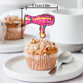 18pcs Pink Glitter Hair Cutting Tool Dessert Cupcake Topper Pick for Fashion Beauty Theme Decor Supplies Men Women Hairstylist Happy Birthda Party Decoration