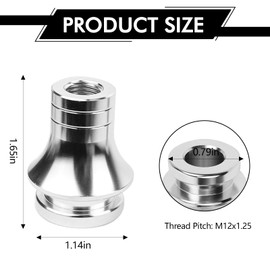 Hovom Car Shift Knob Boot Retainer, M12x1.25 Durable Aluminum Cars Gear Shift Knob Adapter, Waterproof Metal Manual Vehicle Gear Shifter Lever Adapter, Universal Car Accessories (Silver)