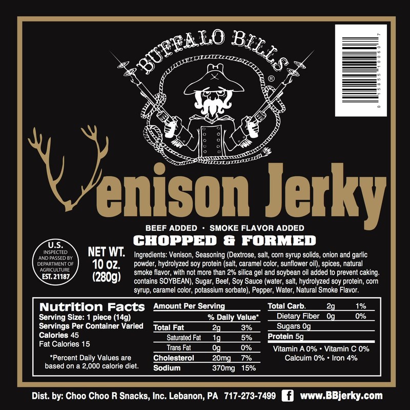 Buffalo Bills Venison Jerky Strips 10oz Pack (20 venison jerky