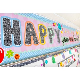 Teacher Created Resources Cool for School Blue Checkers Straight Border Trim (TCR9318)