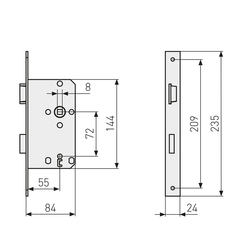ABUS - Mortice Lock ES BB2 R S 55 72