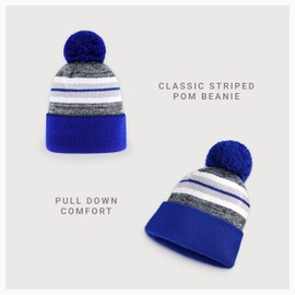 CHOK.LIDS Plain Color Stripe Beanies for Men and Women Soft Acrylic Knit Cuffed Beanie Cap Winter Hat Outdoor (Royal)