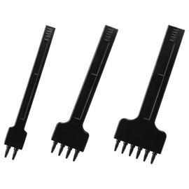 Hitefu 3PCS Leather Prong Punch Tool Set, 6mm Leather Row Round Hole Tooth Stitching Chisel, 2/4/6 Prong Circular Cut Leather Stitching Punch Accessories for Leather Craft Supplies