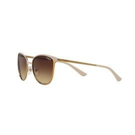 Vogue Eyewear Women's VO4002S Round Sunglasses, Top Matte Beige/Brushed Gold/Brown Gradient, 55 mm