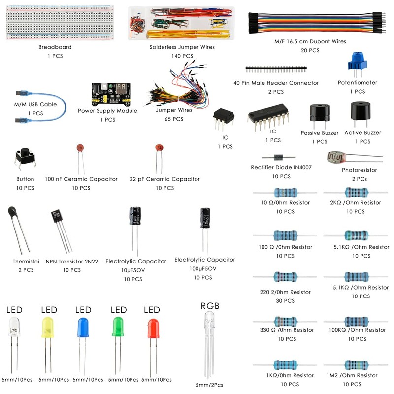 CENBEN 461Pcs Electronics Fun Kit Breadboard Kit with Power Supply