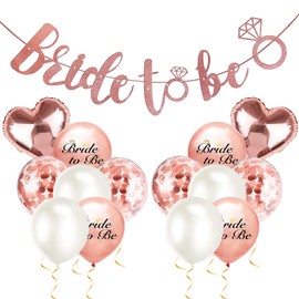 Hen Party Accessories Set, 1 Pcs Bride To Be Letter Banner, 14 Pcs Latex Ballons with glitter, Hen Party Decoration Supplies for Hen Party Games,Bridal Shower Wedding Hen Night Party Decor