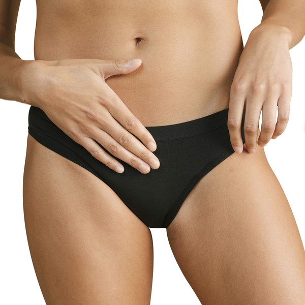 Cora Period - Ropa interior para mujer | Bragas menstruales potentes absorbentes a prueba de fugas, algodón transpirable, color negro, Paquete de 3 bikinis, XXL